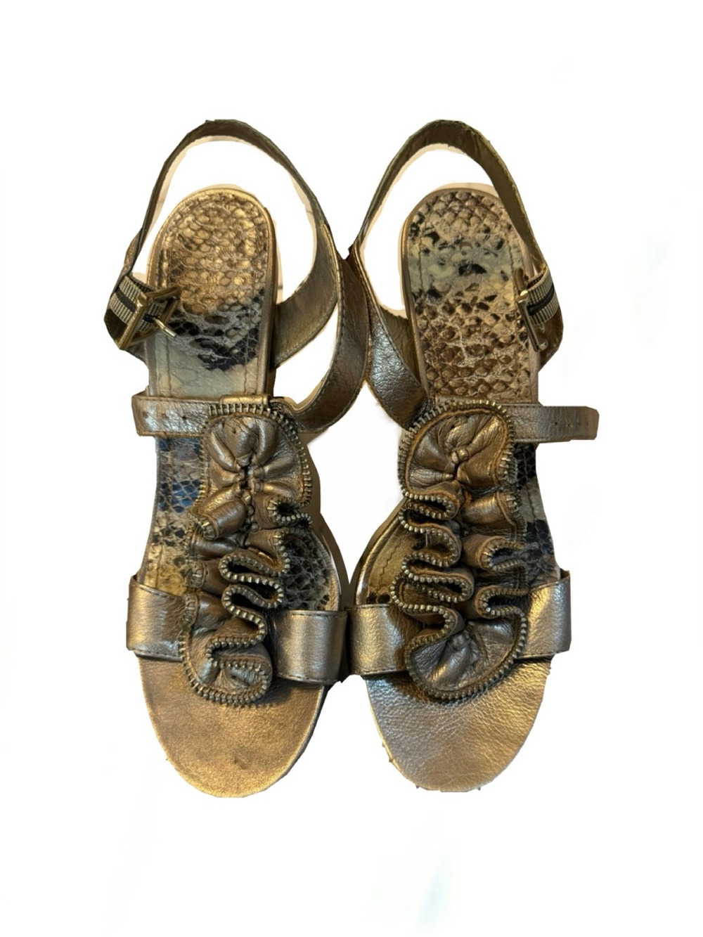 Gianni Bini Metallic Bronze Ruched Slingback Sandals